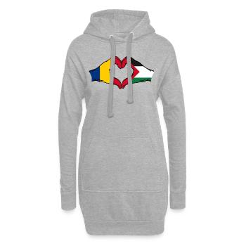 Rumänien Palästina Herzform mit Hände - Hoodie-Kleid - Grau meliert - Vorne