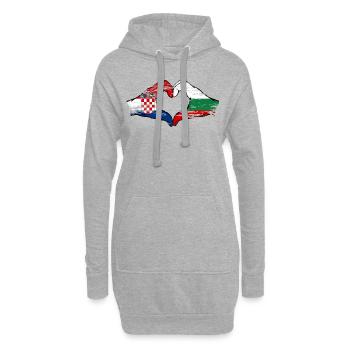 Croatie Bulgarie forme de coeur avec les mains utilisées - Sweat-shirt à capuche long Femme - gris chiné - Devant