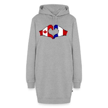 Forme de coeur Canada France avec les mains - Sweat-shirt à capuche long Femme - gris chiné - Devant