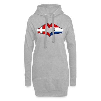 Denmark Holland Heart Shape with Hands - Hoodie Dress - heather grey - Front