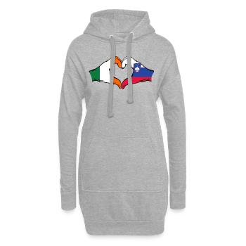 Irland Slowenien Flagge Hände Herzform - Hoodie-Kleid - Grau meliert - Vorne
