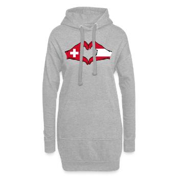 Suisse Autriche Drapeau Aiguilles Forme Coeur - Sweat-shirt à capuche long Femme - gris chiné - Devant