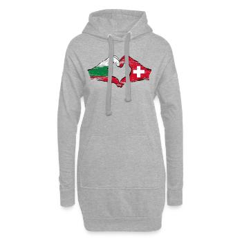 Bulgarie Suisse Drapeau Mains Coeur Forme Utilisé - Sweat-shirt à capuche long Femme - gris chiné - Devant