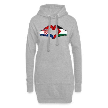 Croatie Palestine drapeau mains forme de coeur - Sweat-shirt à capuche long Femme - gris chiné - Devant