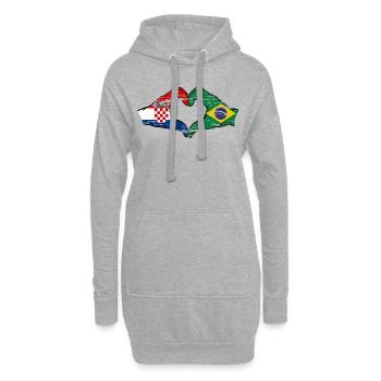 Croatie Brésil Drapeau Mains Coeur Forme Utilisé - Sweat-shirt à capuche long Femme - gris chiné - Devant