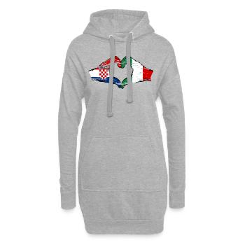 Kroatien Italien Flagge Hände Herzform used - Hoodie-Kleid - Grau meliert - Vorne