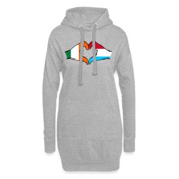 Irlande Drapeau du Luxembourg Aiguilles En Forme De Coeur - Sweat-shirt à capuche long Femme - gris chiné - Devant
