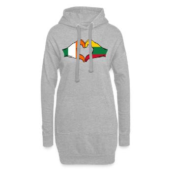 Ireland Lithuania Flag Hands Heart Shape - Hoodie Dress - heather grey - Front
