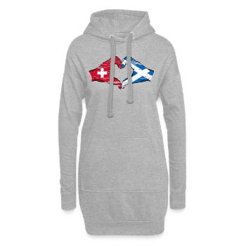 Suisse Ecosse Drapeau Aiguilles Coeur Forme D’occasion - Sweat-shirt à capuche long Femme - gris chiné - Devant