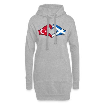 Turkey Scotland Flag Hands Heart Shape - Hoodie Dress - heather grey - Front