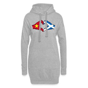 Vietnam Ecosse drapeau mains forme de coeur - Sweat-shirt à capuche long Femme - gris chiné - Devant
