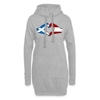 Scotland Austria Flag Hands Heart Shape - Hoodie Dress - heather grey - Front