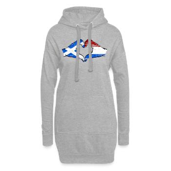 Ecosse Hollande drapeau mains forme de coeur utilisé - Sweat-shirt à capuche long Femme - gris chiné - Devant