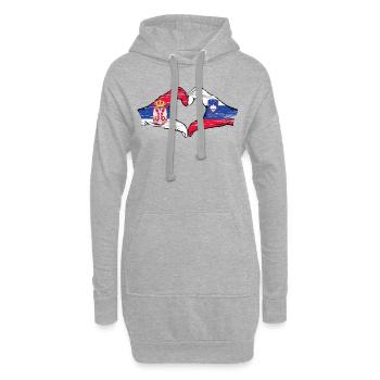 Serbie Slovénie drapeau mains forme coeur utilisé - Sweat-shirt à capuche long Femme - gris chiné - Devant