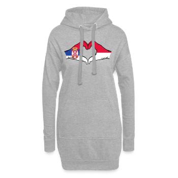 Serbie Indonésie Drapeau Mains Coeur - Sweat-shirt à capuche long Femme - gris chiné - Devant