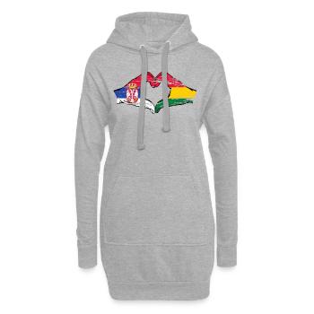 Serbie Bolivie drapeau mains forme coeur utilisé - Sweat-shirt à capuche long Femme - gris chiné - Devant