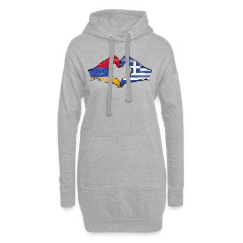 Armenien Griechenland Flagge Hände Herzform used - Hoodie-Kleid - Grau meliert - Vorne