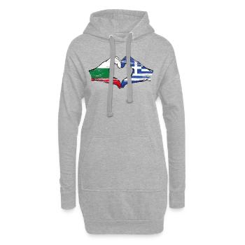 Bulgarien Griechenland Flagge Hände Herzform used - Hoodie-Kleid - Grau meliert - Vorne
