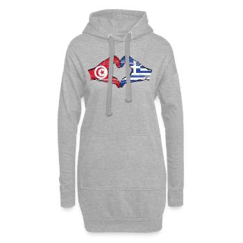 Tunesien Griechenland Flagge Hände Herzform used - Hoodie-Kleid - Grau meliert - Vorne