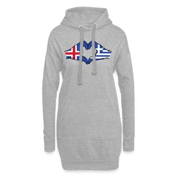 Islande Grèce Drapeau Mains Coeur Forme Coeur - Sweat-shirt à capuche long Femme - gris chiné - Devant