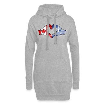 Kanada Griechenland Flagge Hände Herzform used - Hoodie-Kleid - Grau meliert - Vorne