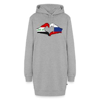 Irak Russie Drapeau Mains Coeur Forme De Coeur - Sweat-shirt à capuche long Femme - gris chiné - Devant