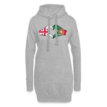 Géorgie Portugal Drapeau Mains Coeur Utilisé - Sweat-shirt à capuche long Femme - gris chiné - Devant