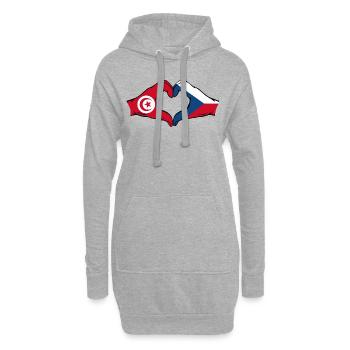 Tunesien Tschechien Flagge Herzform - Hoodie-Kleid - Grau meliert - Vorne