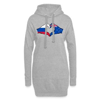 Russland Australien Flagge Herzform - Hoodie-Kleid - Grau meliert - Vorne