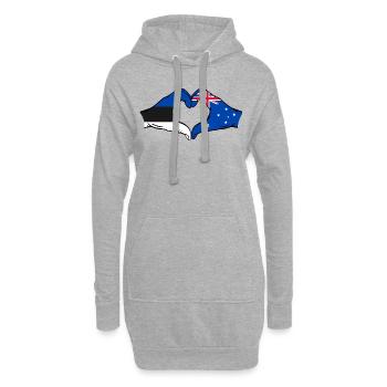 Estland Australien Flagge Herzform - Hoodie-Kleid - Grau meliert - Vorne