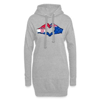 Croatie Australie Drapeau Coeur Forme De Coeur - Sweat-shirt à capuche long Femme - gris chiné - Devant