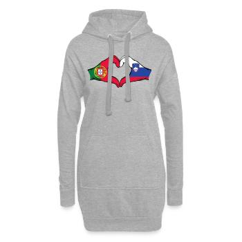 Portugal Slovénie Drapeau Coeur Forme - Sweat-shirt à capuche long Femme - gris chiné - Devant