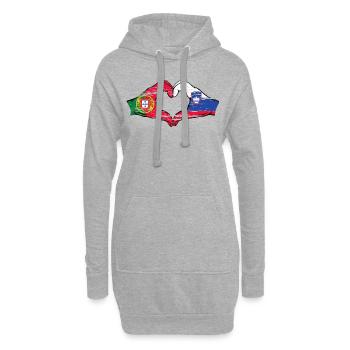 Portugal Slovénie drapeau forme de coeur utilisé - Sweat-shirt à capuche long Femme - gris chiné - Devant