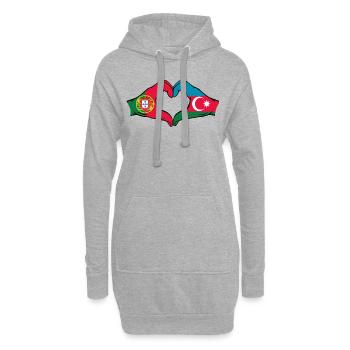 Portugal Aserbaidschan Flagge Herzform - Hoodie-Kleid - Grau meliert - Vorne