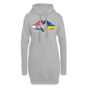 Kroatien Ukraine Flagge Herzform used - Hoodie-Kleid - Grau meliert - Vorne