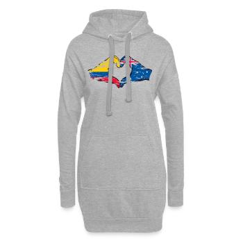 Kolumbien Australien Flagge Herzform used - Hoodie-Kleid - Grau meliert - Vorne