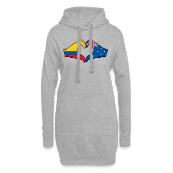 Kolumbien Australien Flagge Herzform - Hoodie-Kleid - Grau meliert - Vorne