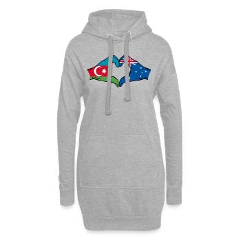 Aserbaidschan Australien Flagge Herzform - Hoodie-Kleid - Grau meliert - Vorne