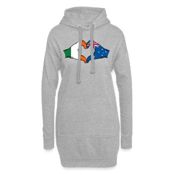 Irland Australien Flagge Herzform - Hoodie-Kleid - Grau meliert - Vorne