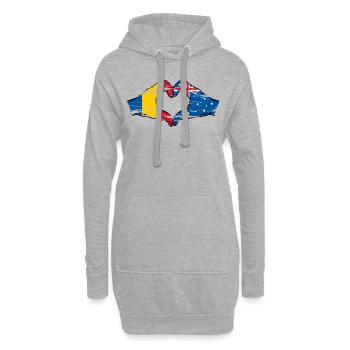 Rumänien Australien Flagge Herzform used - Hoodie-Kleid - Grau meliert - Vorne