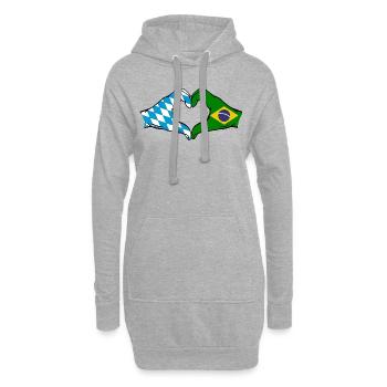 Bavière, Brésil, Drapeau, Mains, Forme Coeur - Sweat-shirt à capuche long Femme - gris chiné - Devant