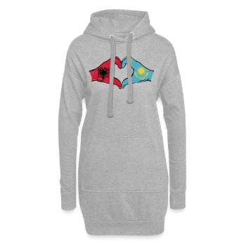 Albanie Kazakhstan Drapeau Mains Coeur Forme Utilisé - Sweat-shirt à capuche long Femme - gris chiné - Devant
