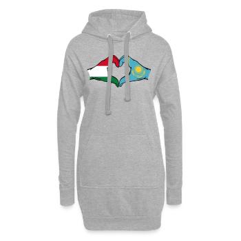 Hongrie Kazakhstan Drapeau Mains Coeur Forme - Sweat-shirt à capuche long Femme - gris chiné - Devant