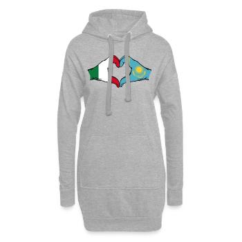 Italie Kazakhstan Drapeau Mains Coeur Forme - Sweat-shirt à capuche long Femme - gris chiné - Devant