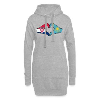 Croatie Kazakhstan Drapeau Mains Coeur Forme - Sweat-shirt à capuche long Femme - gris chiné - Devant