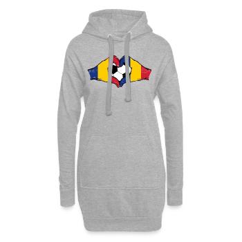 Rumänien Fußball Flagge Hände Herzform used - Hoodie-Kleid - Grau meliert - Vorne