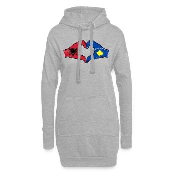 Albanie Kosovo drapeau mains forme de coeur utilisé - Sweat-shirt à capuche long Femme - gris chiné - Devant