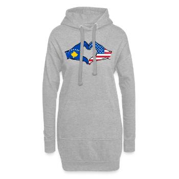 Kosovo USA Flagge Hände Herzform used - Hoodie-Kleid - Grau meliert - Vorne