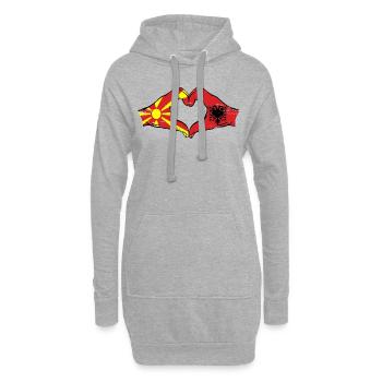 Macédoine Albanie drapeau mains forme de coeur utilisé - Sweat-shirt à capuche long Femme - gris chiné - Devant