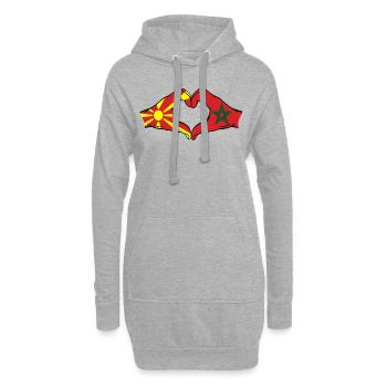 Macédoine Maroc Drapeau Mains Coeur Forme - Sweat-shirt à capuche long Femme - gris chiné - Devant
